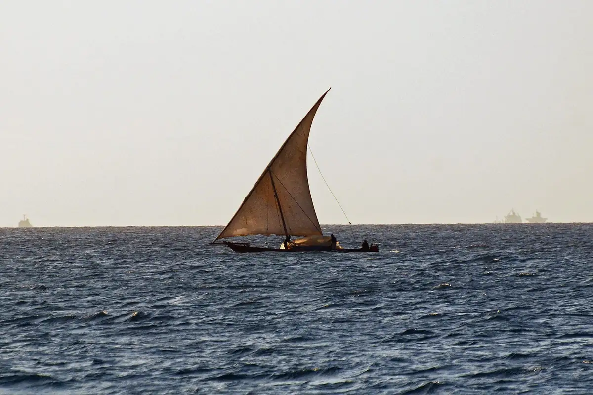 Dhow sailing off the Zanzibar coast