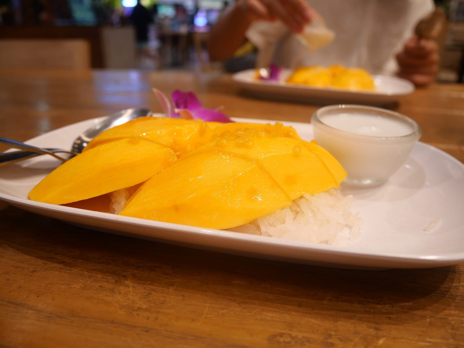 Mango sticky rice with coconut cream