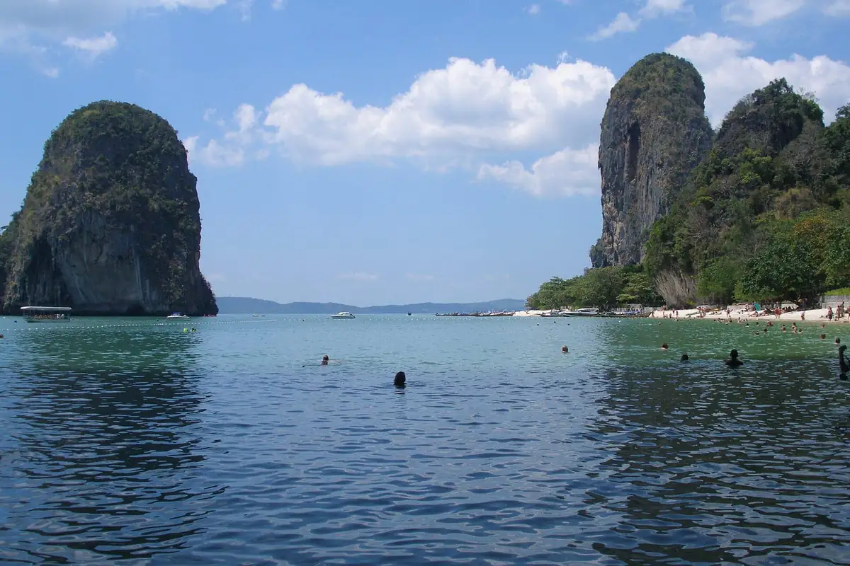 Limestone karsts rising from the sea at Railay, Krabi